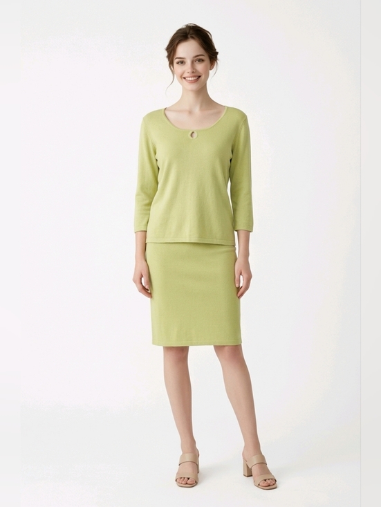 Saks Fifth Avenue Tops - Saks Fifth Avenue long sleeve key hole lime green top Vintage Size Medium